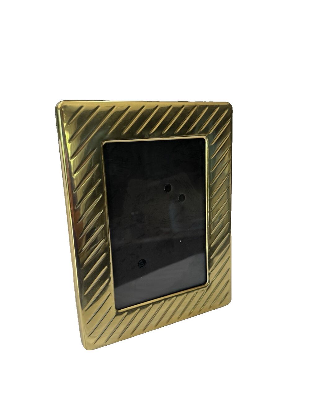 Vtg Gold Plated Picture Frame Ornate Easel Back Rectangle 3x4.5 Minimalist Decor